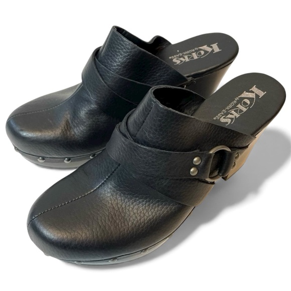 Kork Ease Korks Felisa Black Leather Studded Platform Mules Size 9M - Picture 3 of 10